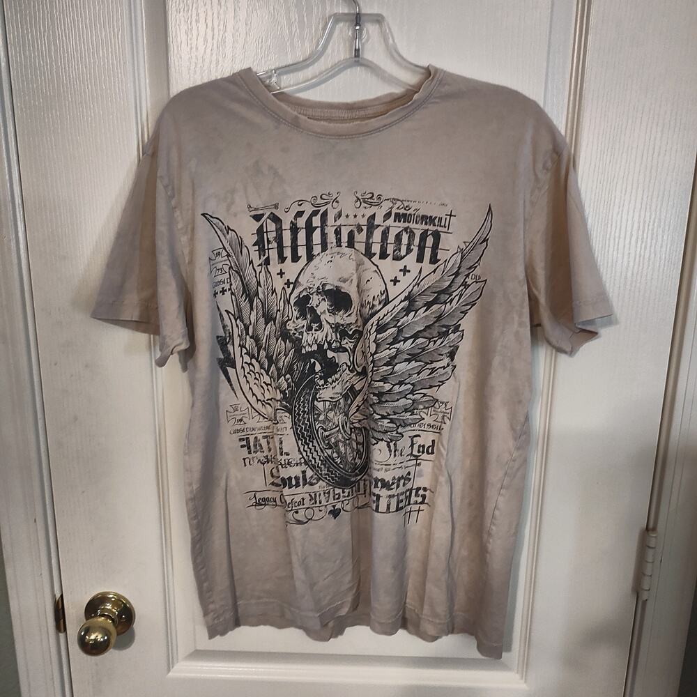 Affliction Live Fast Skull Wings T-Shirt Size Large - Picture 2 of 8